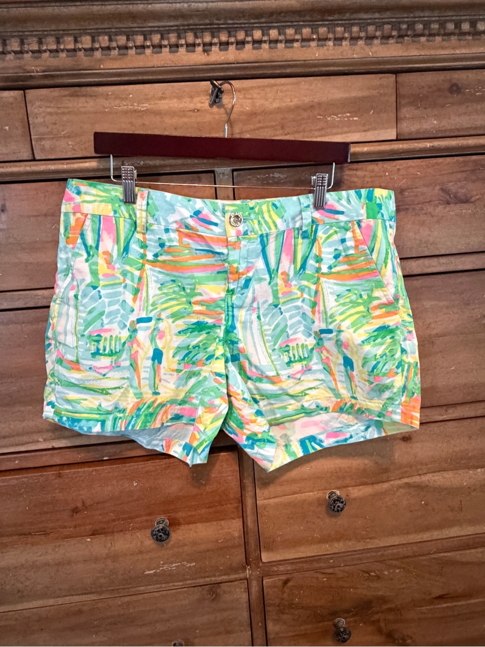 Lilly Pulitzer Multicolor Pastel Palm Print Callahan Shorts Size 14